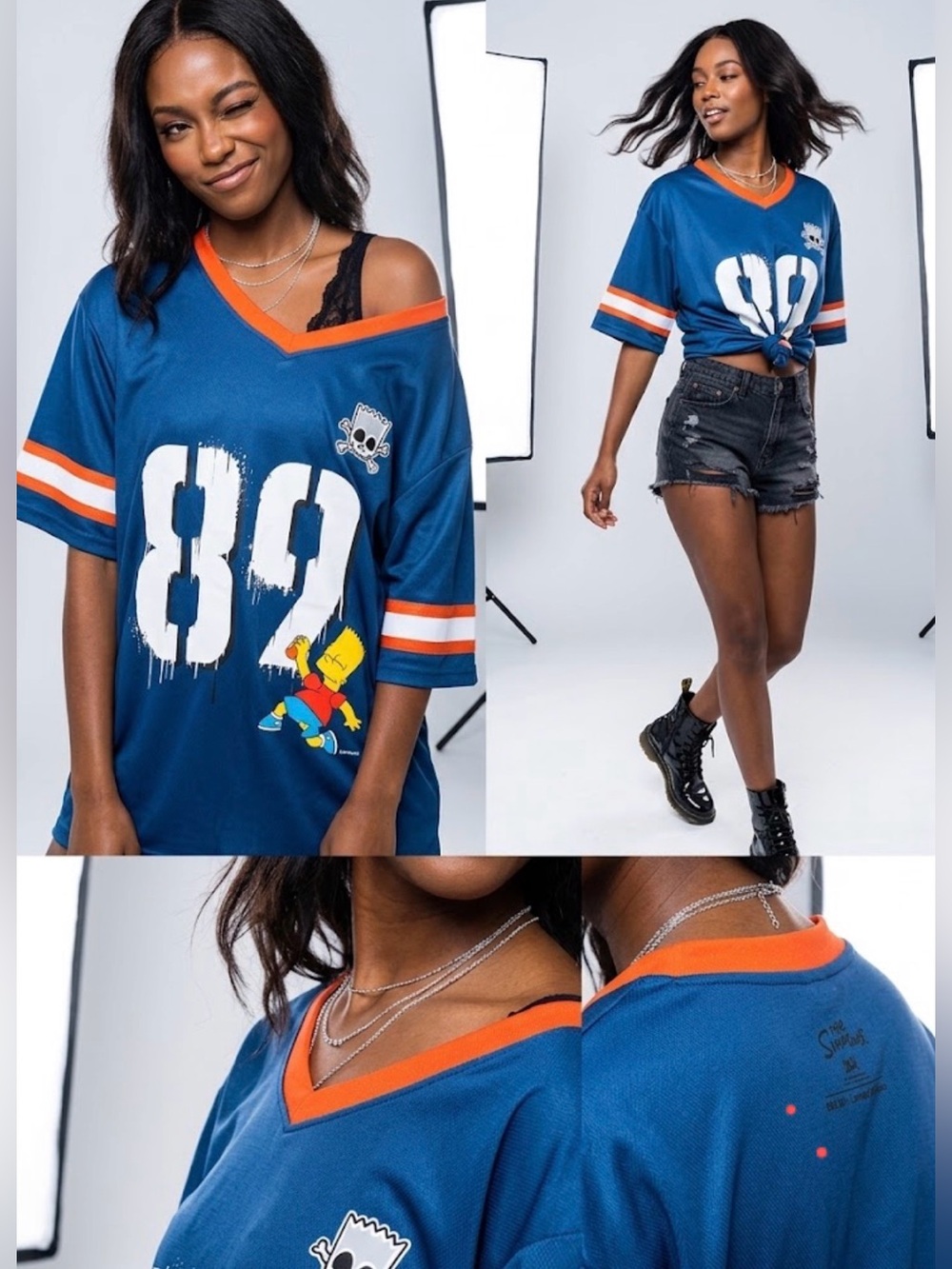Simpsons Blue Graphic V-Neck Women’s Jersey size XL